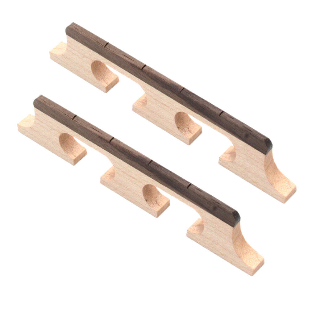 2 Pieces Wooden 4 Strings Banjo Saddle Bridge String Instrument
