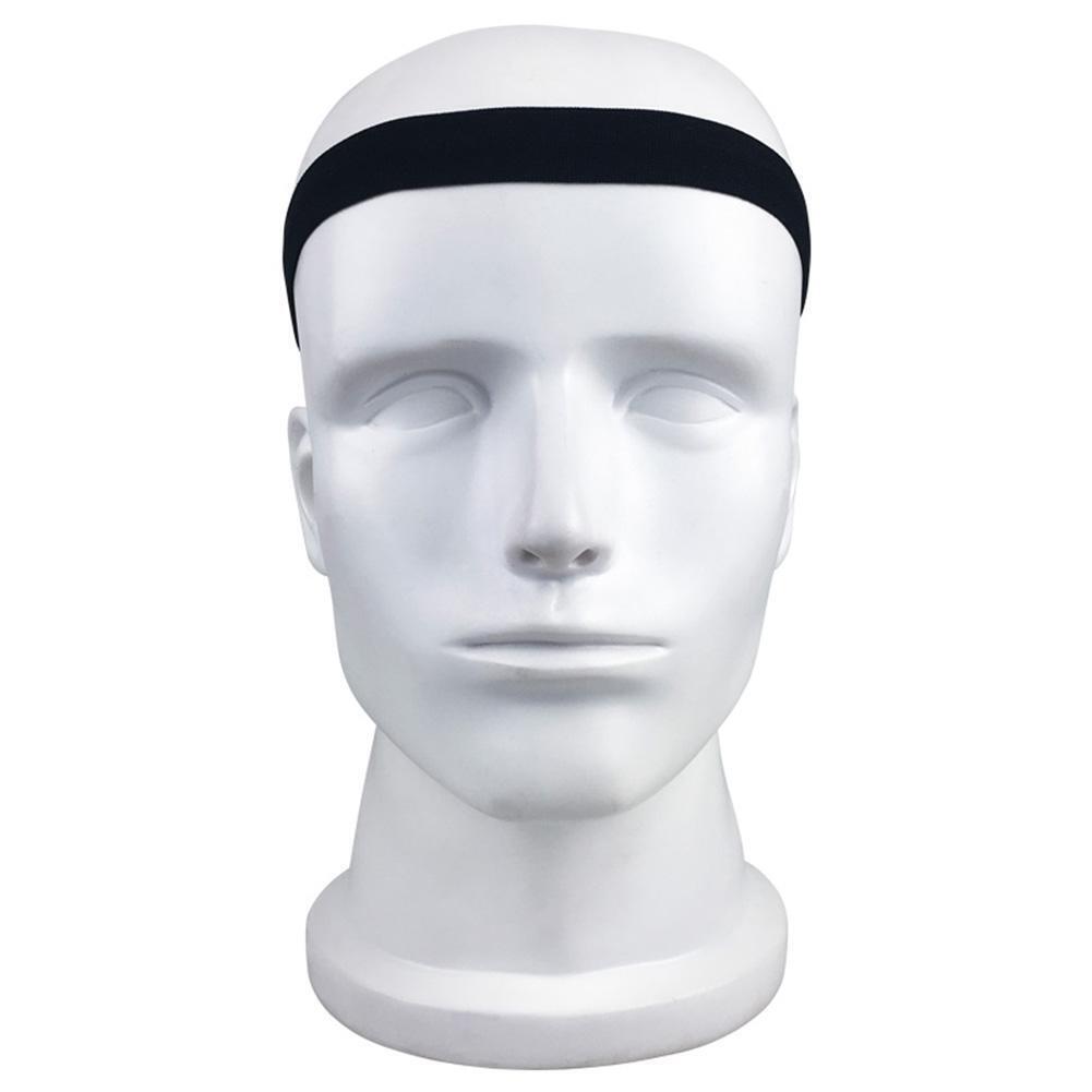 Elastic Absorbent Sweat Bands Silicone Anti-slip Sweatband HairBand (Black)