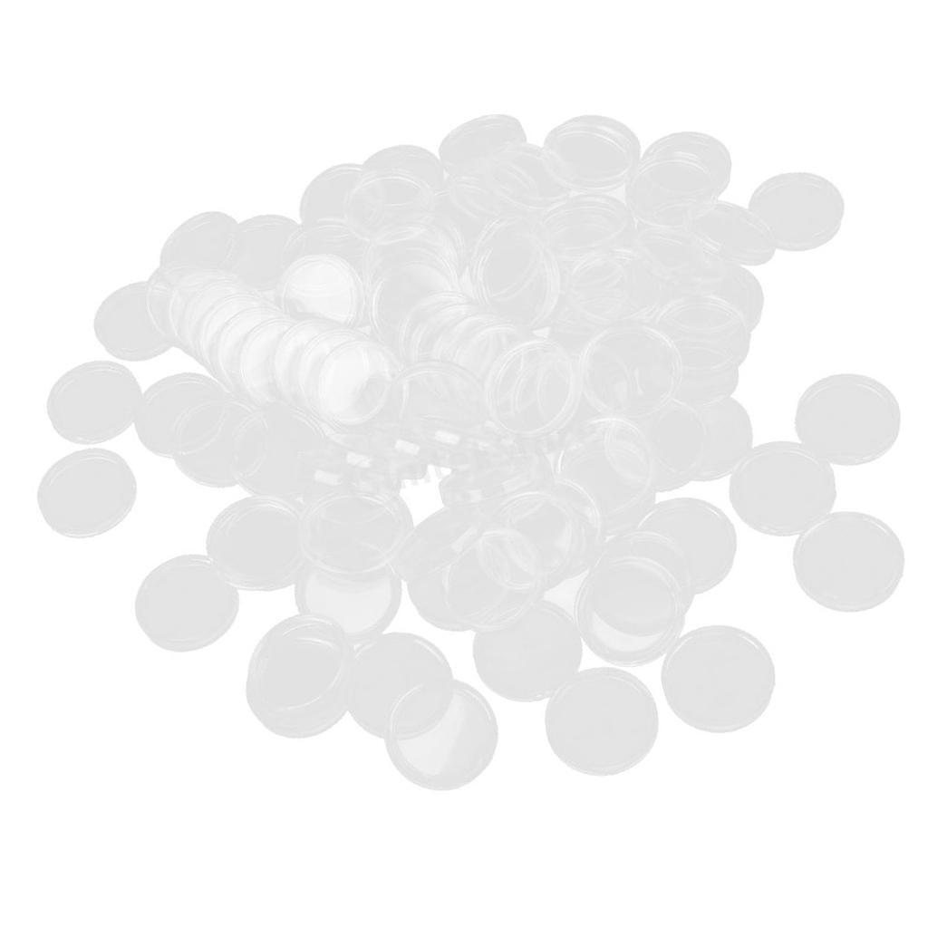 200Pcs Clear Plastic Memorial  Storage  Holders Box 20mm Dia