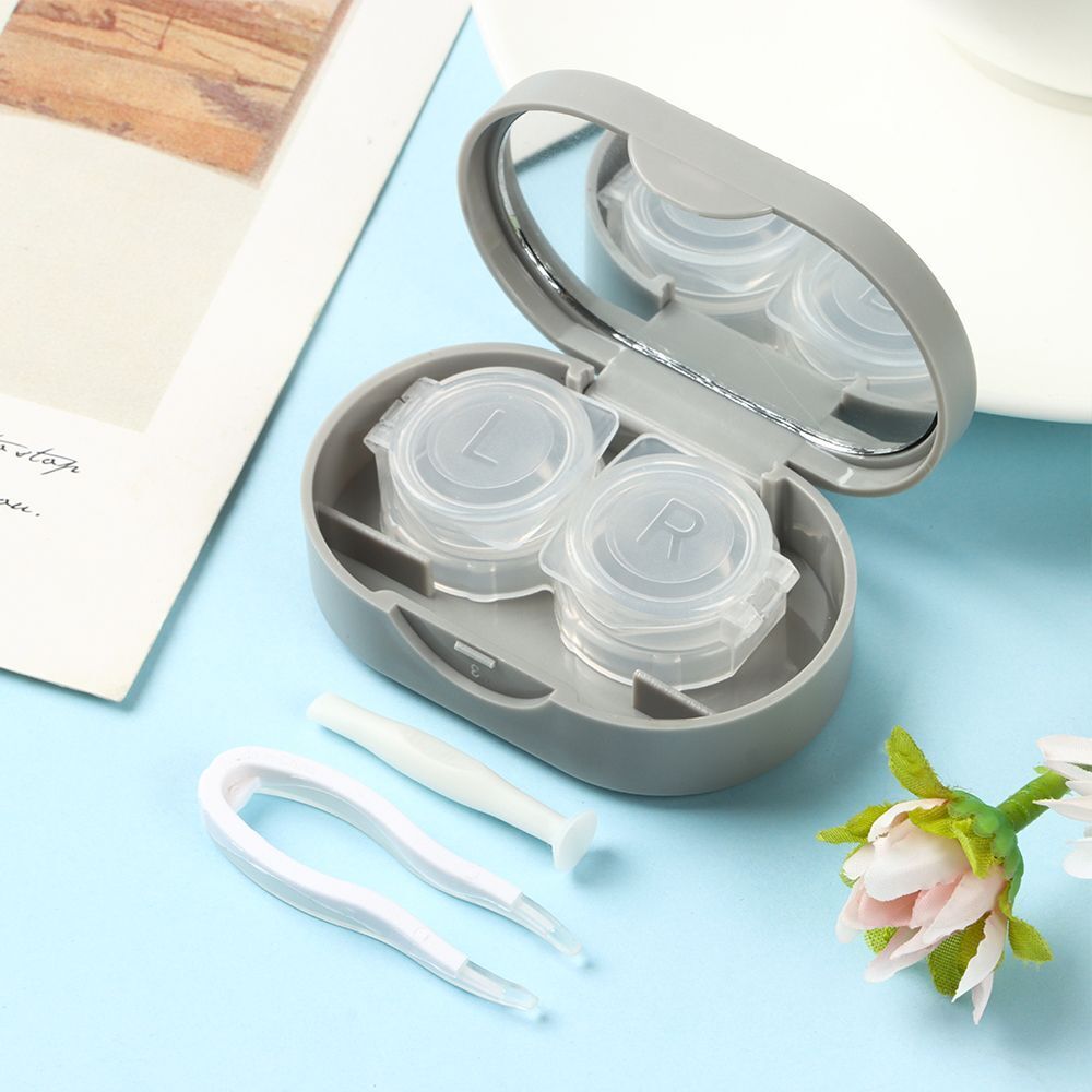 Lovely Travel Mini Square Contact Lens Case Contact Lenses Box with Mirror