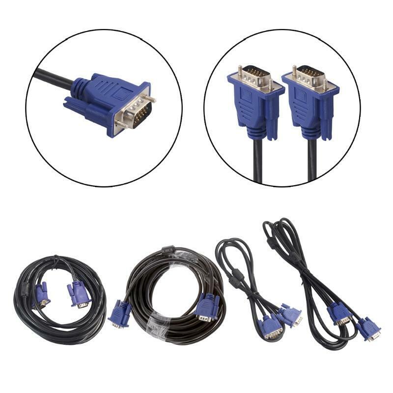 1.5/3/5/10m VGA 15 Pin Male To Male Extension Cable For PC Laptop Projector HDTV