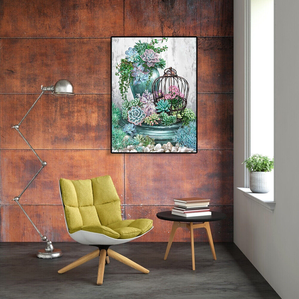 Painting By Numbers Kit DIY Succulent Plants Canvas Oil Art Picture Craft