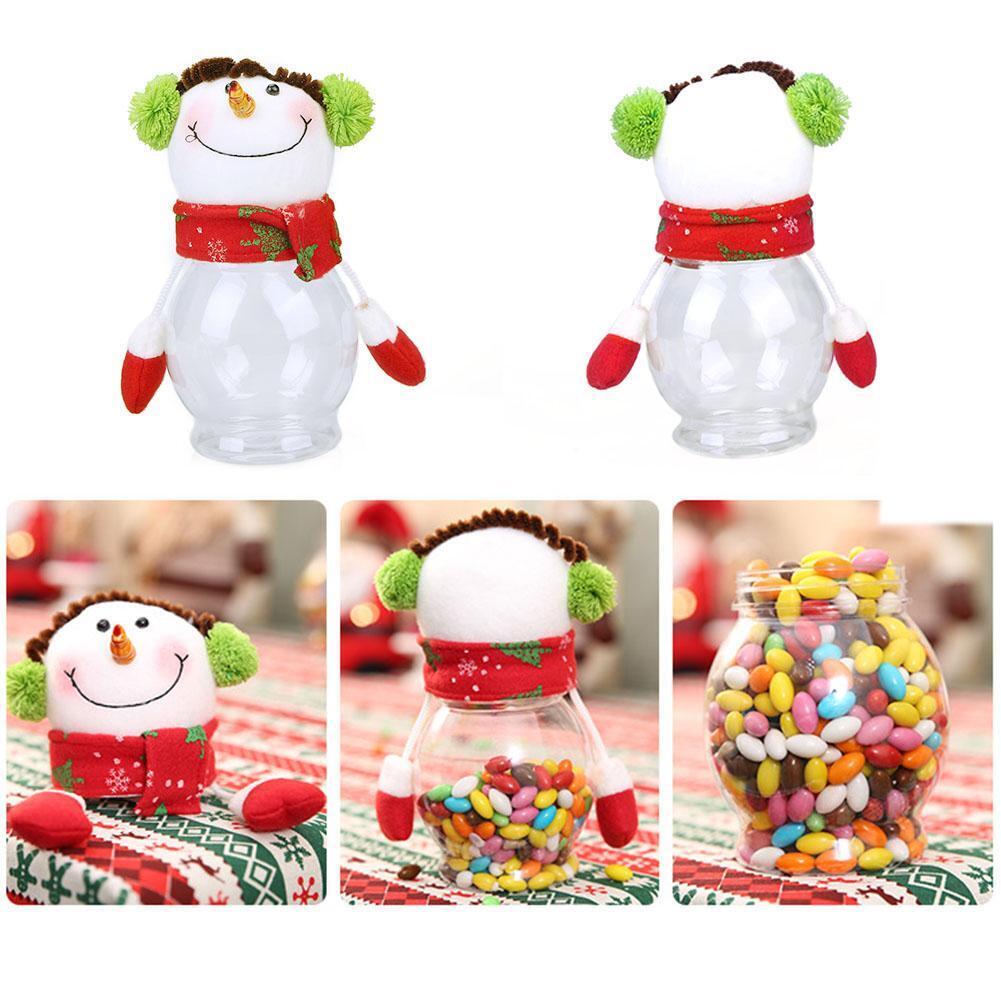 Creative Christmas Decor Cartoon Food Can Candy Jar Storage Box(Snowman)