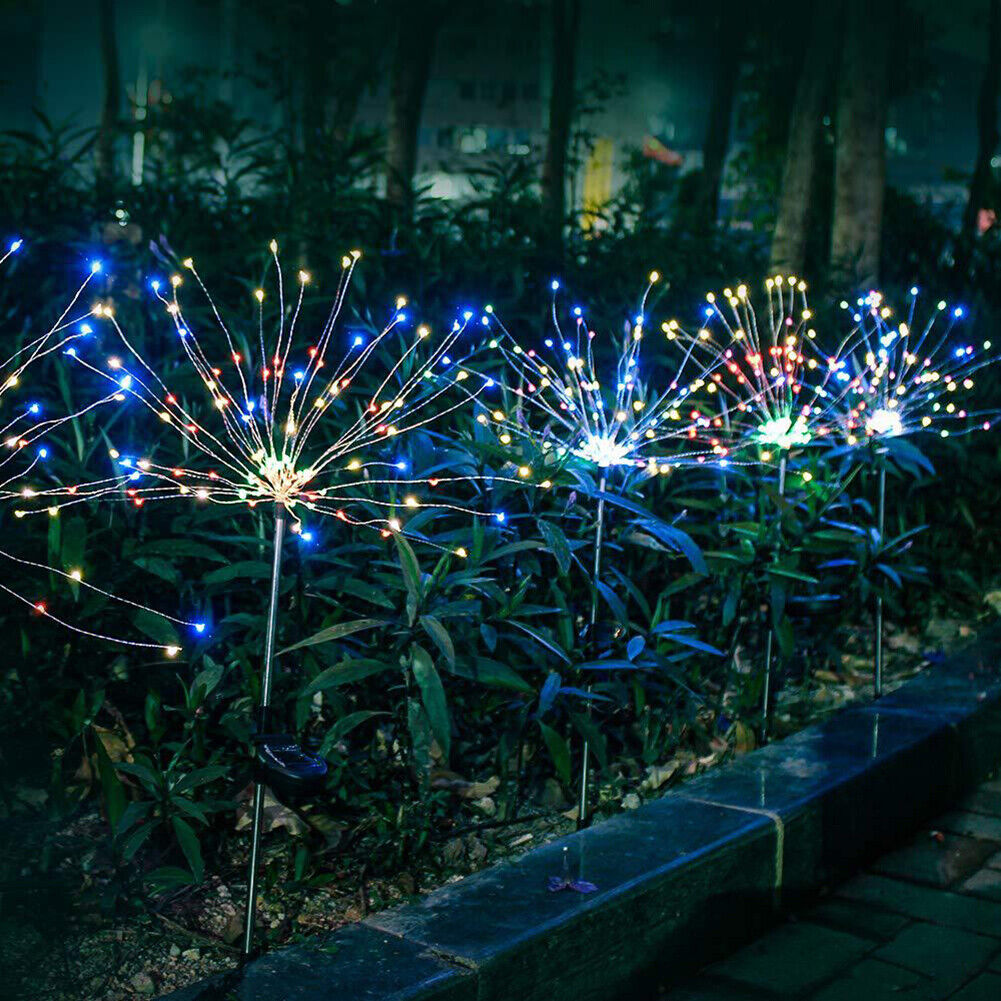 Waterproof Solar 90 LED Firework Ground Lawn Garden Light (Multicolor)