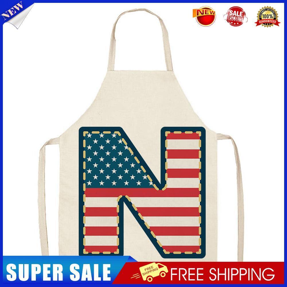 Flag N Print Apron Linen Waterproof Cooking Bibs Chefs Pinafore (68x55cm)