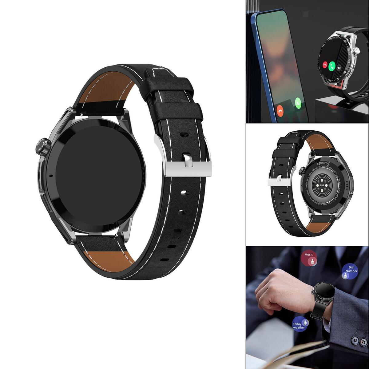 Watch with Slot Waterproof Sleep Tracking Black PU Strap