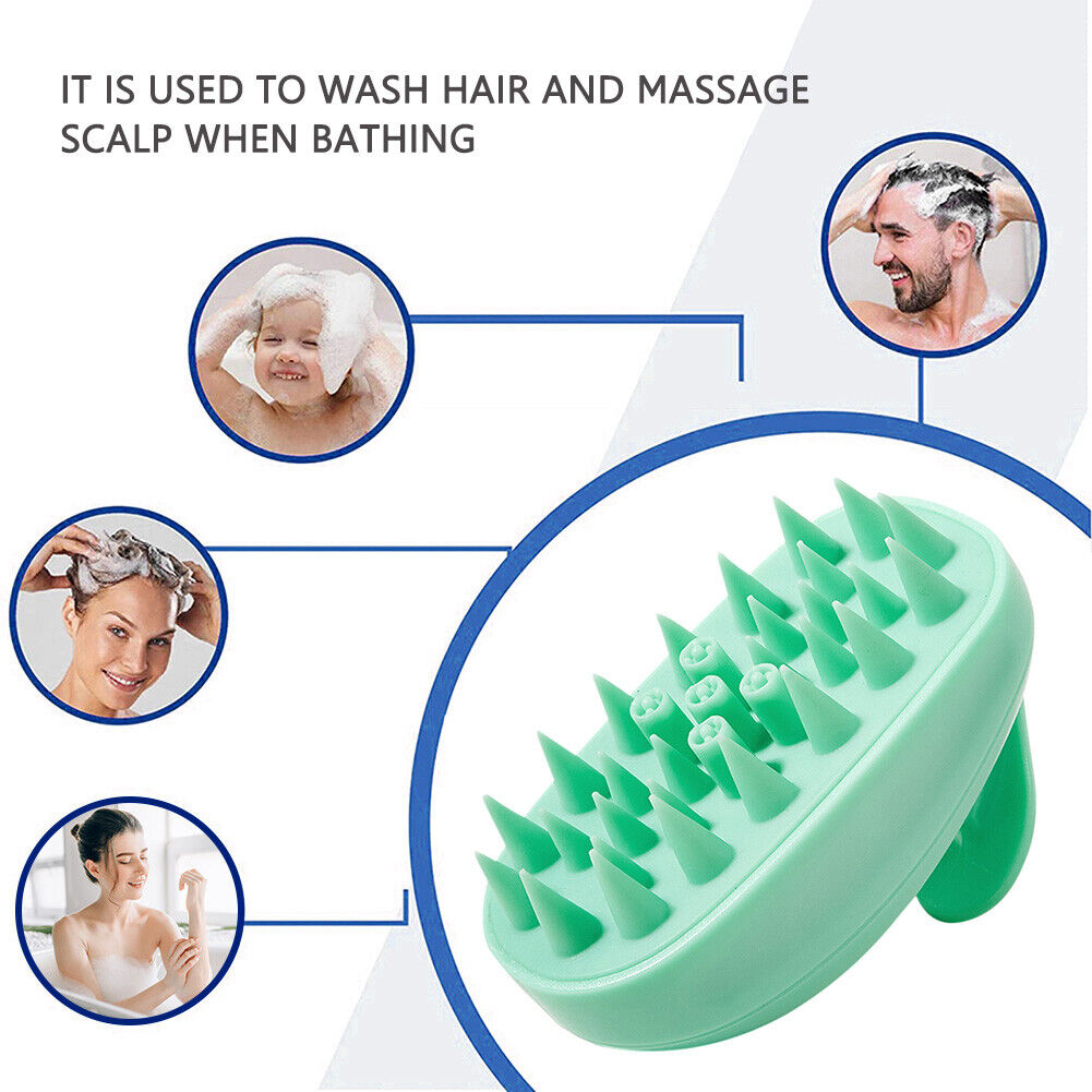 Silicone Head Body Scalp Massage Brush Hair Washing Clean Combs (Green)