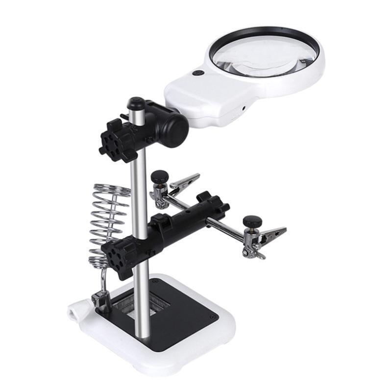 3.5X 5.25X LED Light Magnifier Soldering Station Magnifying Desk Lamp Helping