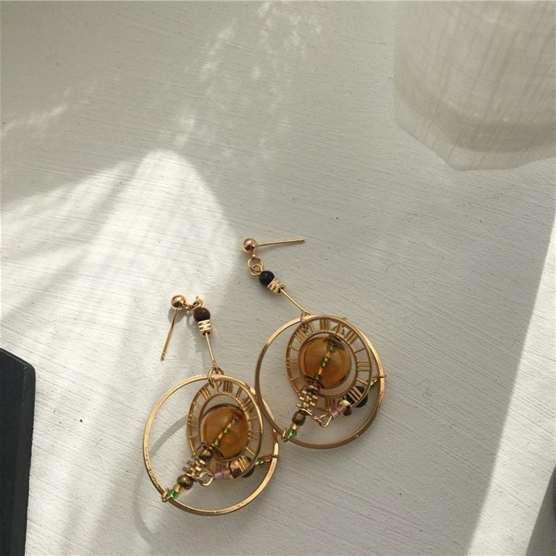 Fashionable Unique  Glass Ball Planet  Earrings Set for Girls Women Gift