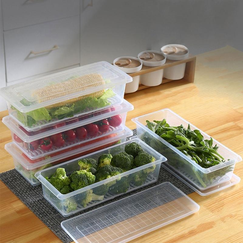Storage Containers for Refrigerator Removable Drain Tray for Veggie, Berry