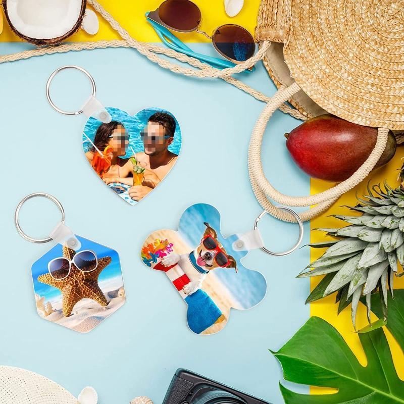 Pack of 15pcs Sublimation Blank Keychains Set - DIY MDF Keychains Kit Bag Tag