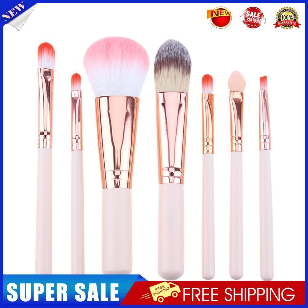 7pcs/set Wood Makeup Brush Foundation Contour Concealer Blush Pen Beige