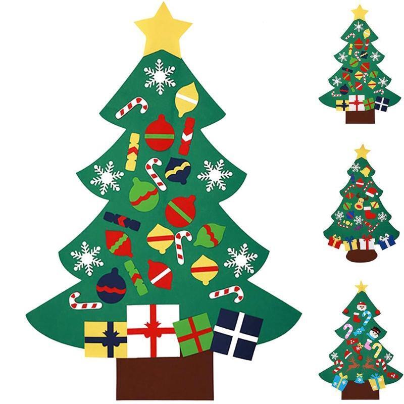 Baby Kids DIY Felt Christmas Tree with 30pcs Detachable Ornament Wall Door Decor