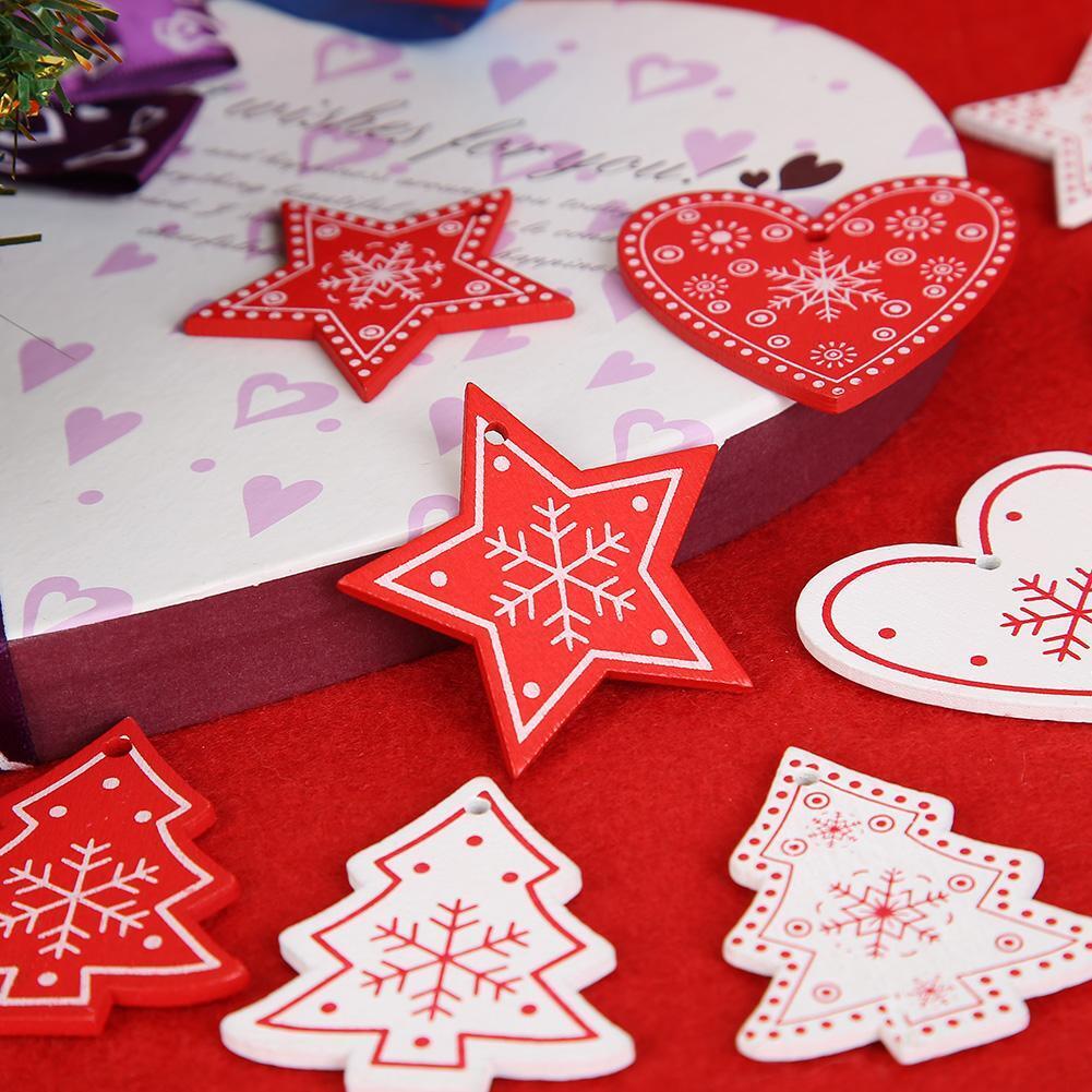 10pcs 5cm Wood Christmas Hanging Ornaments Pendant DIY Xmas Tree Decor (L)