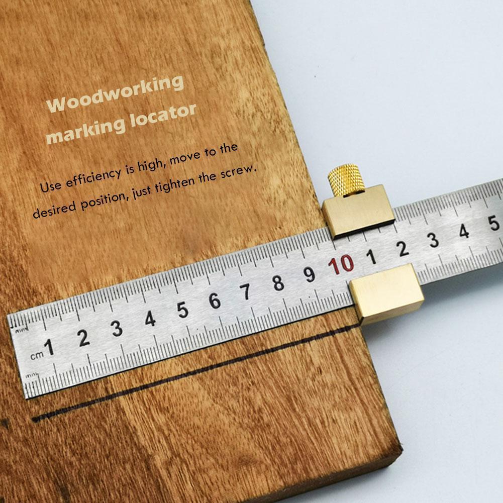 30cm Steel Ruler Woodworking Angle Scriber Brass Locator Positioning Block