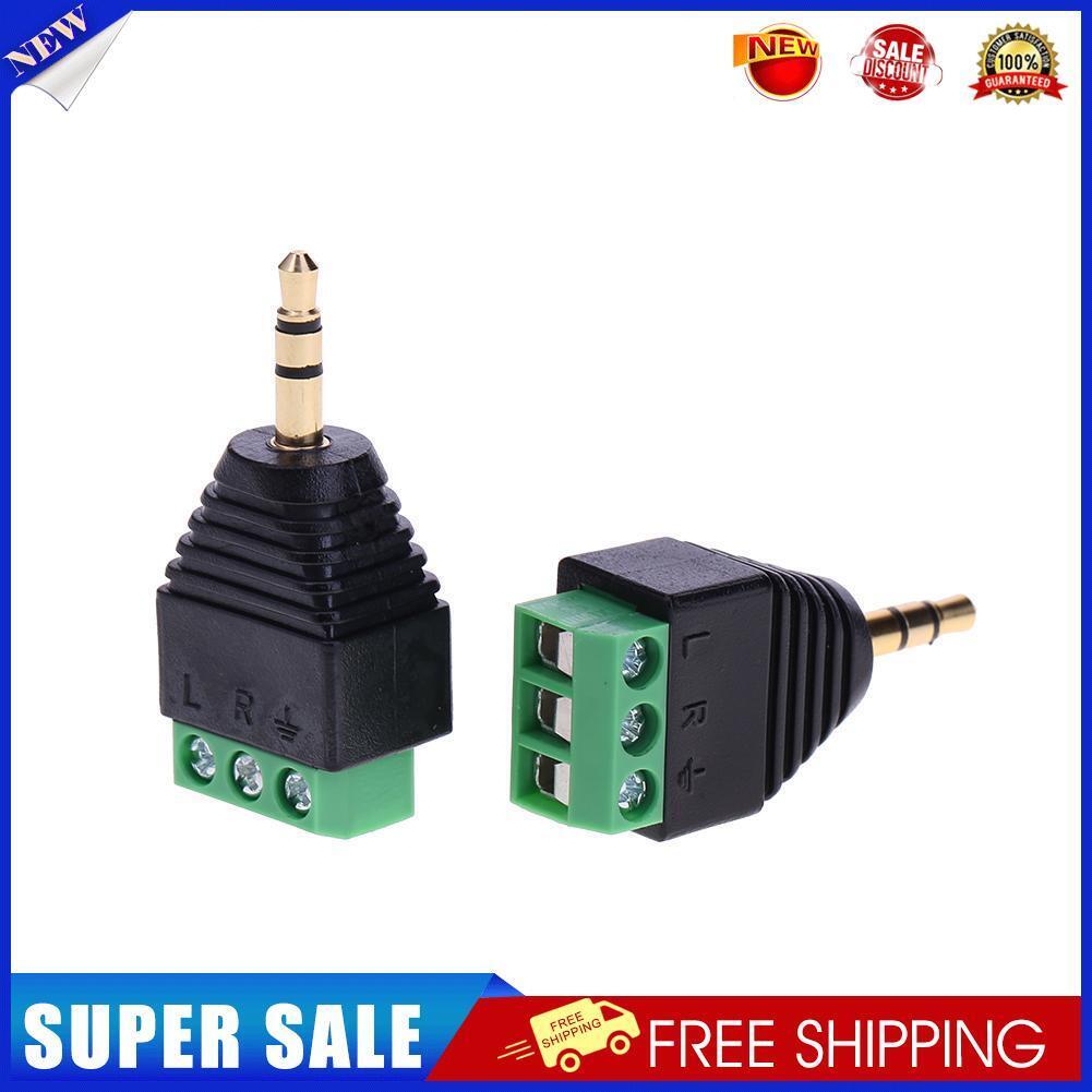 2pcs 3.5mm to Dual Channel Terminal Audio Male Plug Connectors Adapters