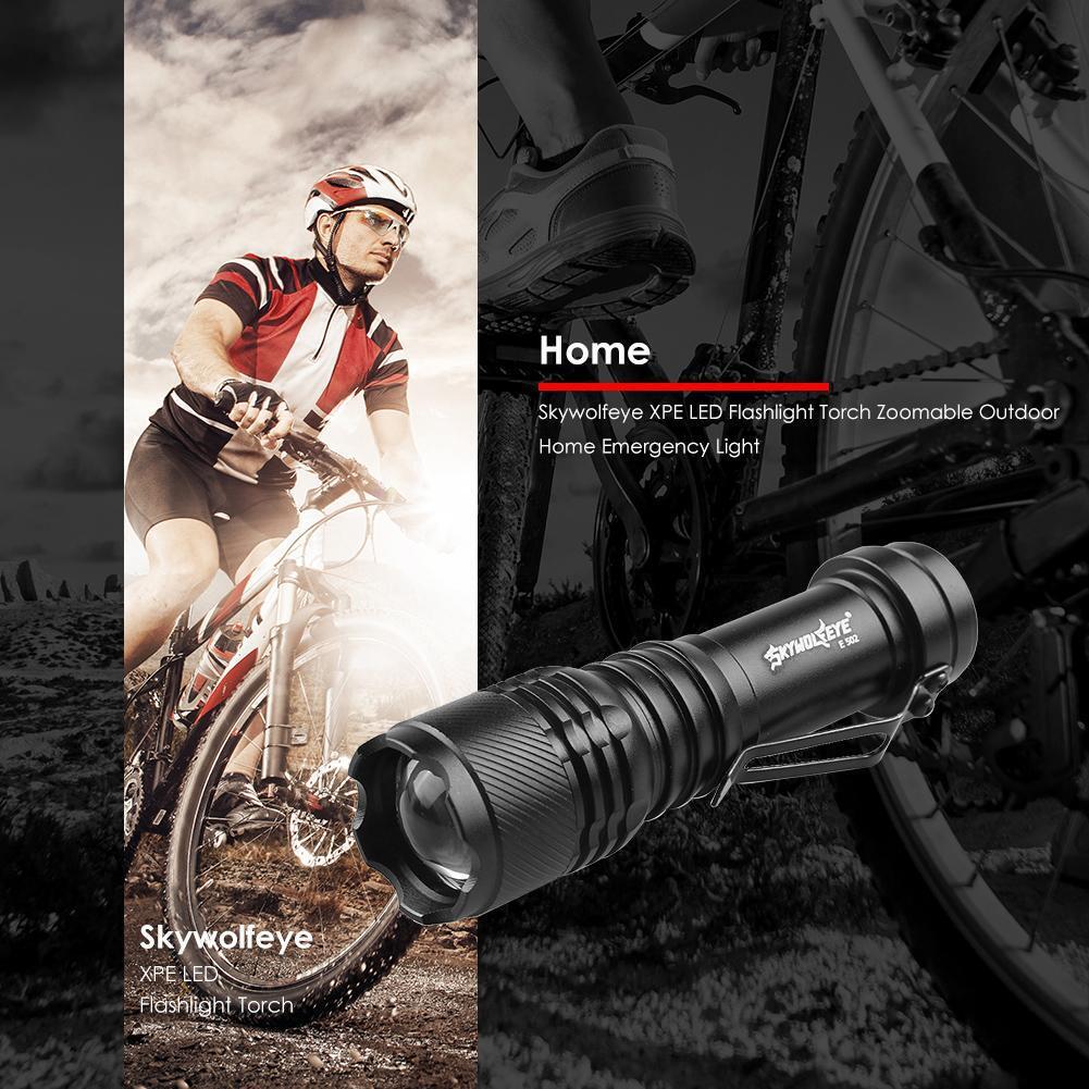 Skywolfeye XPE LED Flashlight Torch Zoomable Outdoor Home Emergency Light
