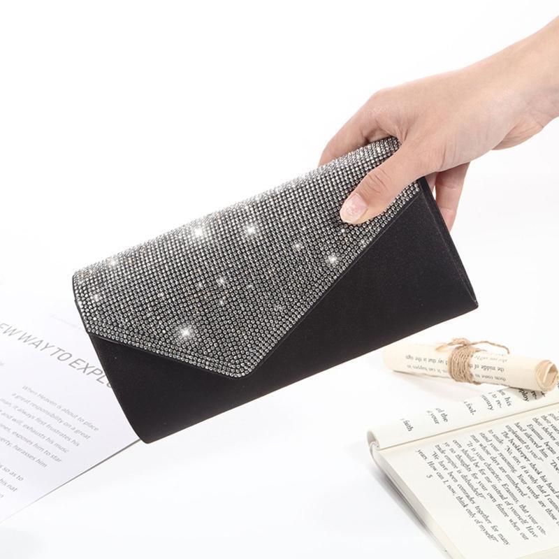 Glitter Flap Evening Bag Handbag Party Bridal Clutch Shoulder Bag with Detachabl