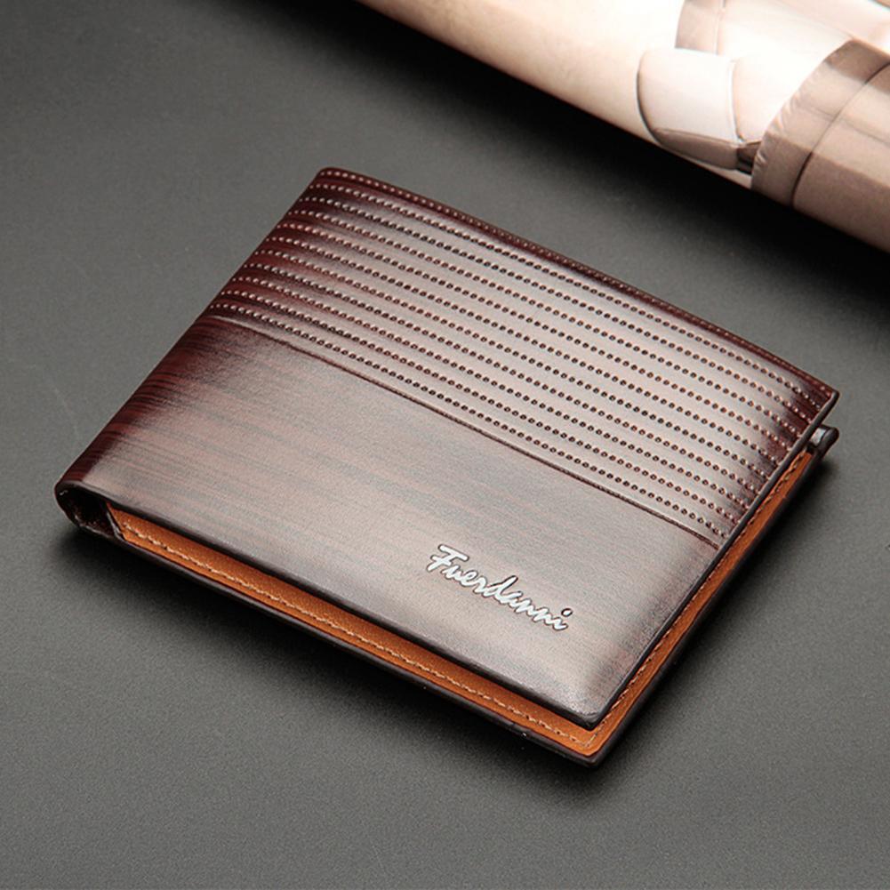 Baellerry Short Bifold Wallet Leather Card Holder Men Clutch (Dark Brown)
