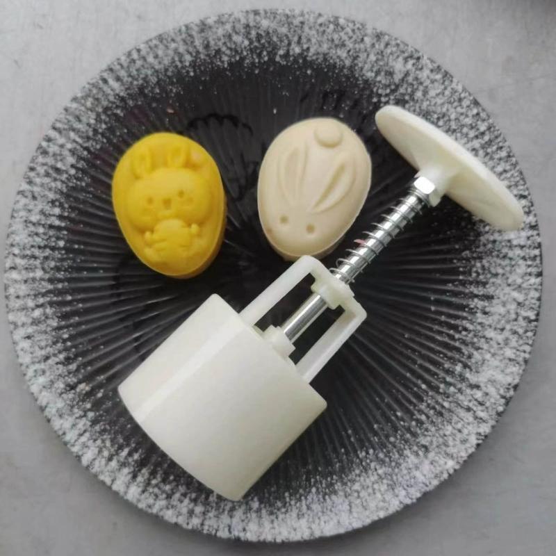Rabbit Shape Stamps Moon Cake Moulds for Mid-Autumn Festival DIY Baking Mooncake