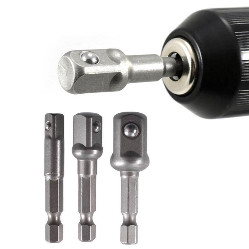3x Socket Adapter 1/4 3/8 1/2 Bits Drive for Extension Socket Wrench Adapter Set