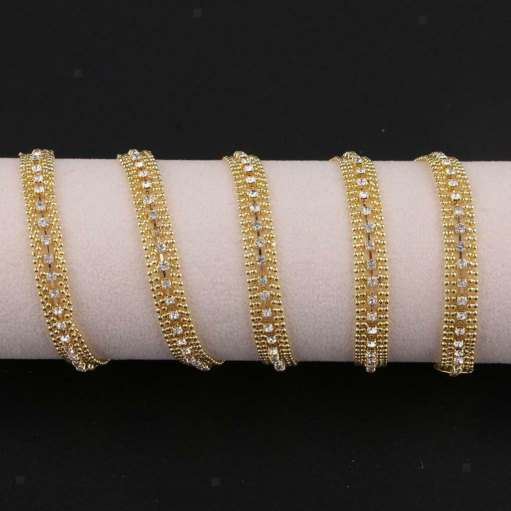 1 Yard Rhinestone Beaded Ribbon Crafts Applique Lace Sewing Trims Chain DIY