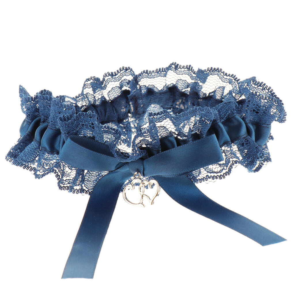 2pcs Wedding Bridal Heart Pendant Lace Bow Garter Leg