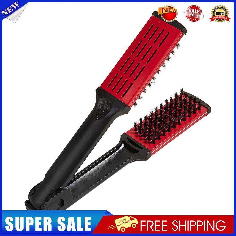 Straight Hair Comb V-Shaped Splint Comb Bristle Hair Straightening (Red)