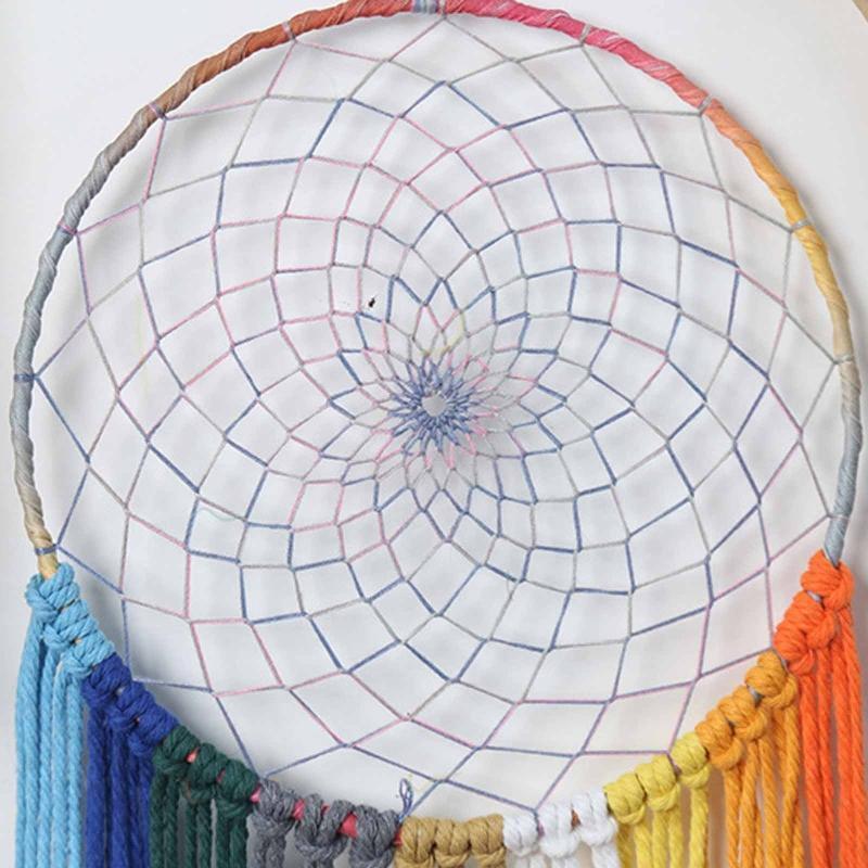 Colorful Dream Catchers Handmade Feather Native American Circular Net for Kids