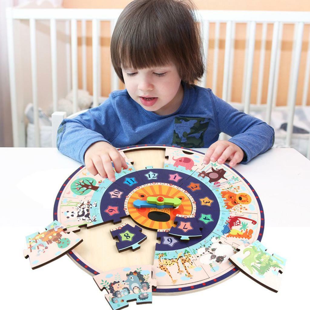 Wooden Jigsaw Puzzle Clock Teaching Clock Blocks  Educational
