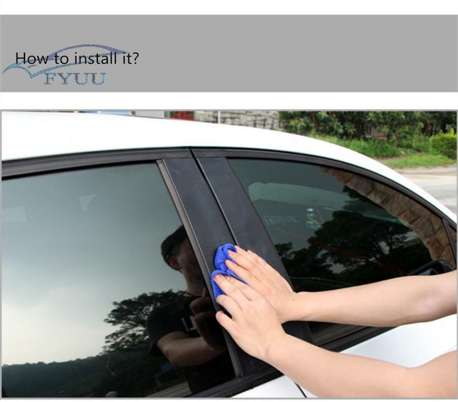 4 Pcs/Set Glossy Black Polycarbonate Car Pillar Posts Cover Trim For Ford Fiesta