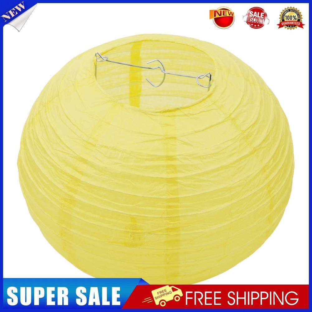 4 inch Round Chinese Paper Lantern DIY Paper Ball Lamp Party Decor (Yellow)
