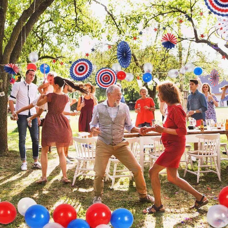 American Independence Day Paper Fan 6pcs/set Party String Flags Banner Decor