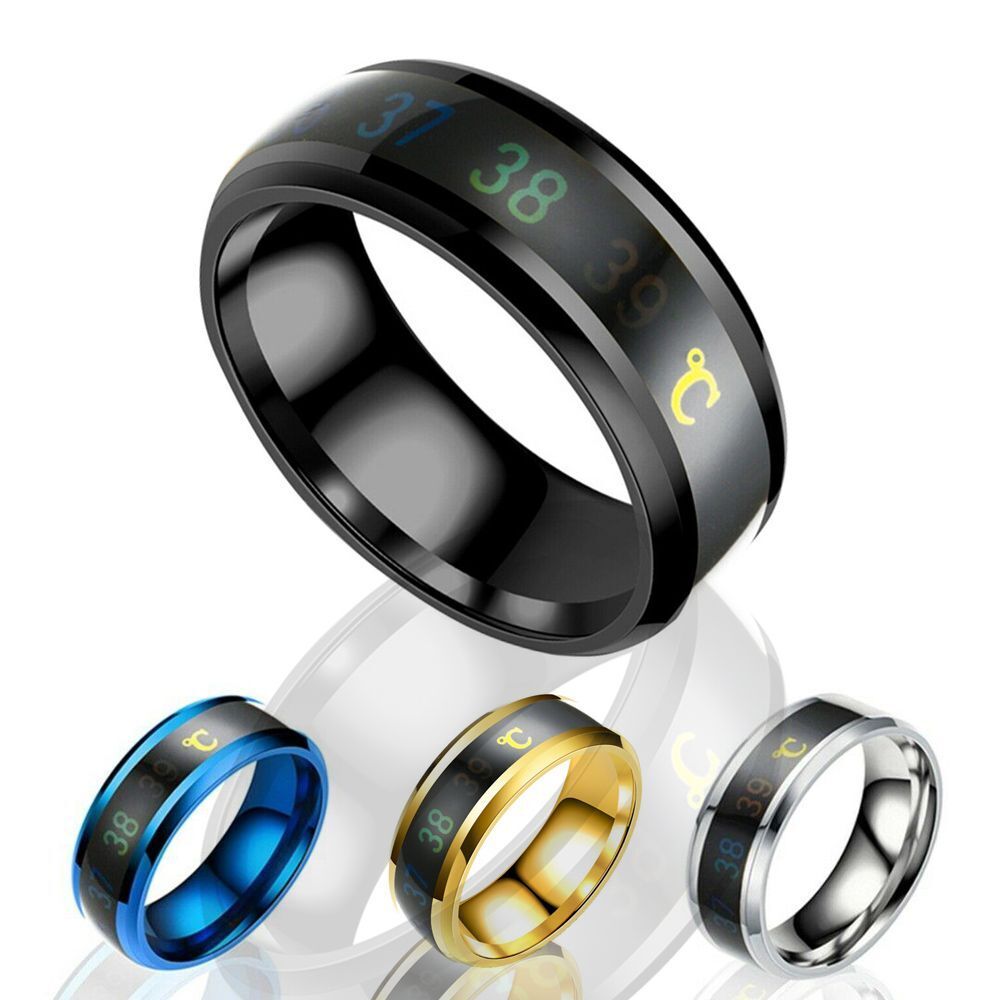 Mood Rings Thermometer Display Stainless Steel Temperature Measurement Ring