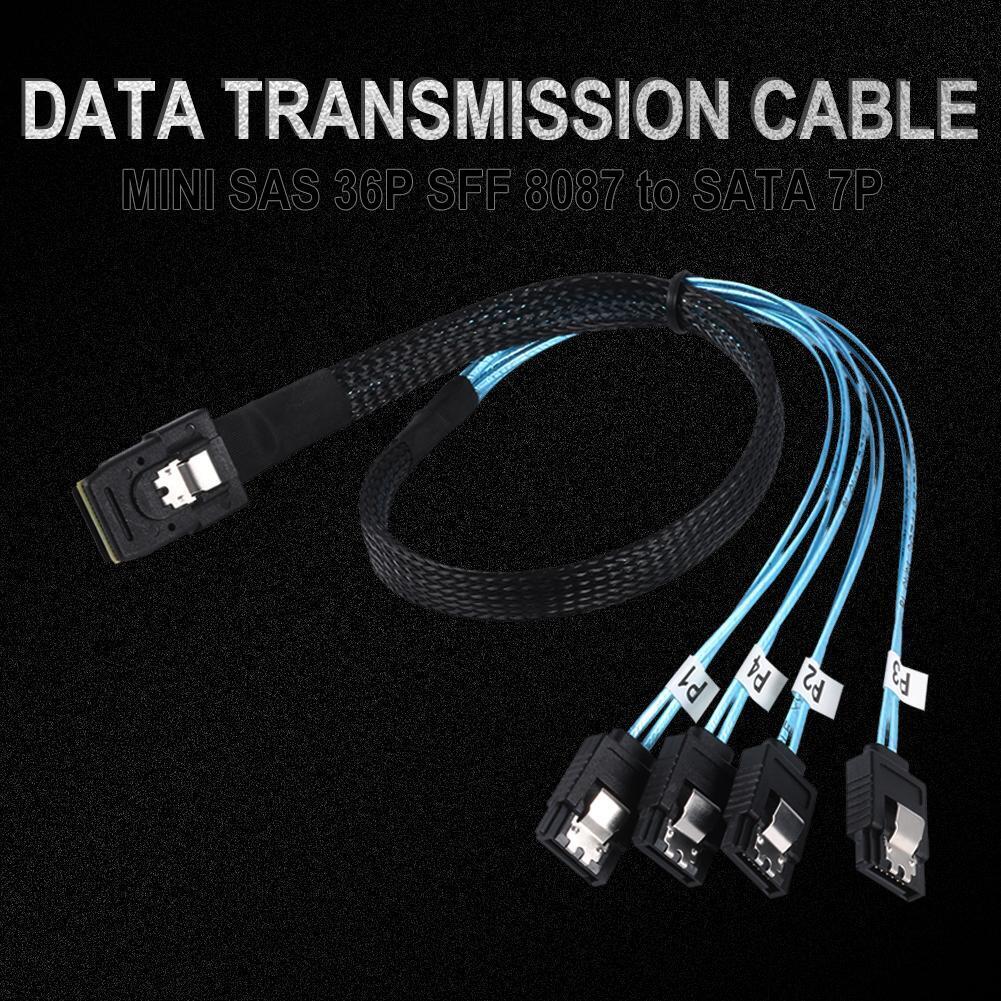 Cabledeconn G0101 MINI SAS 36P SFF 8087 to 4 SATA 7P Splitter Cable Cord