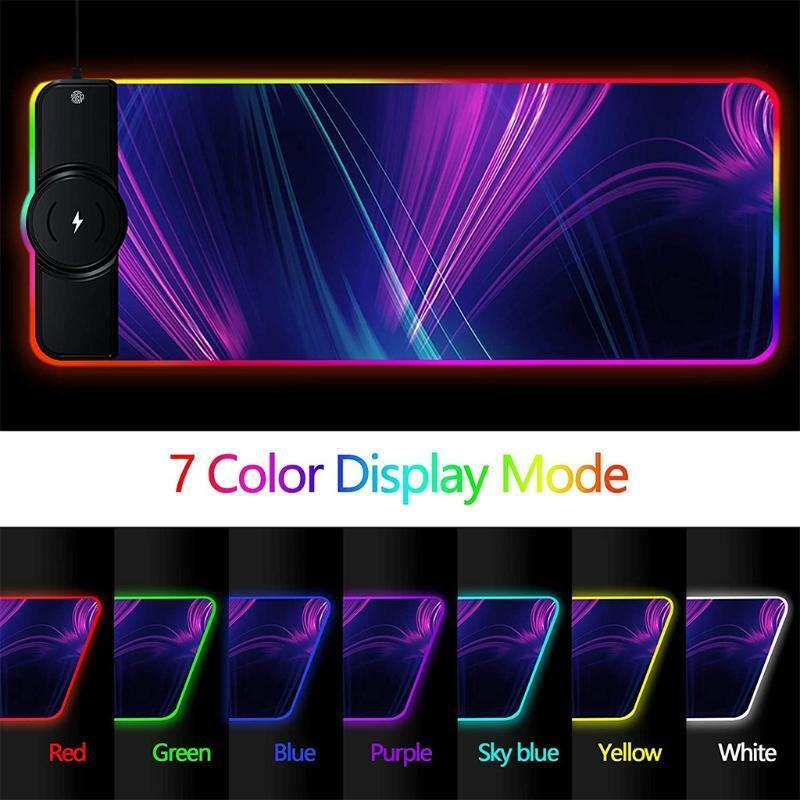 Wireless Phone Charger RGB Mouse Pad Luminous Gaming Mat PC Fast Charging Base