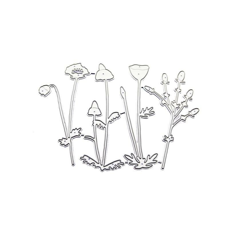 1 Set Blossom Flowerbud Grass Metal Cutting Dies Embossing Stencil DIY Template