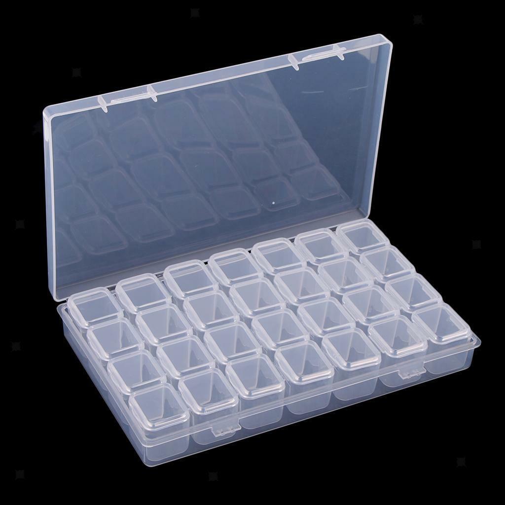 3pcs 28-Grid Clear Plastic Jewelry   Container Organizer