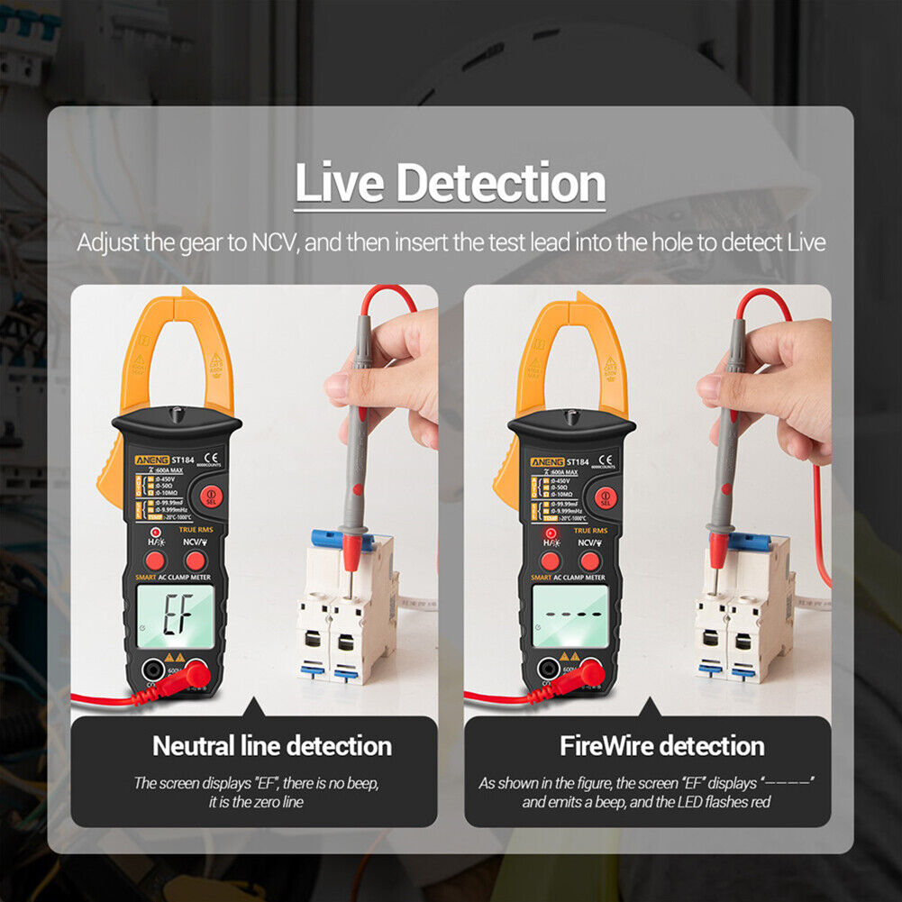 ST184 Digital Clamp Meter Multimeter AC/DC Voltage Current Tester (Yellow)