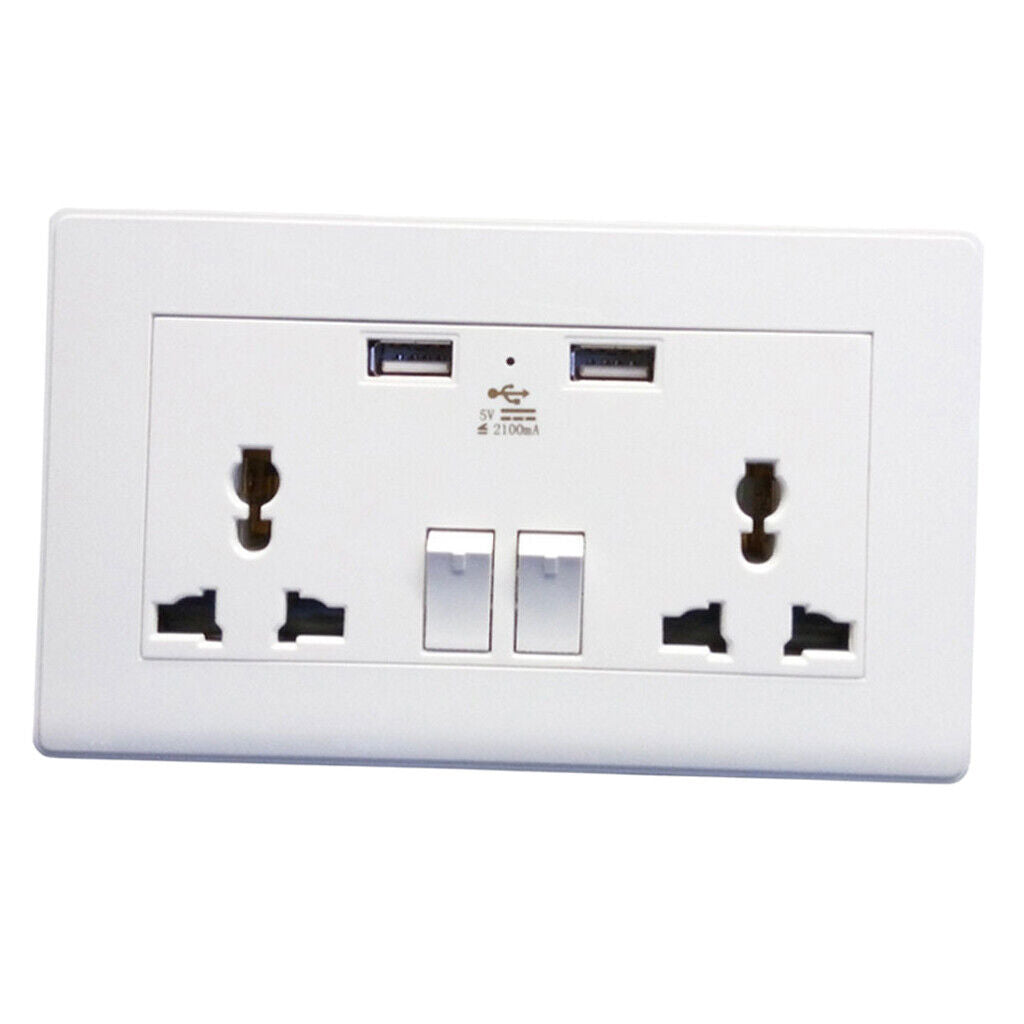 2-Port USB Wall Socket Switch Charger AC  Receptacle Outlet   Panel