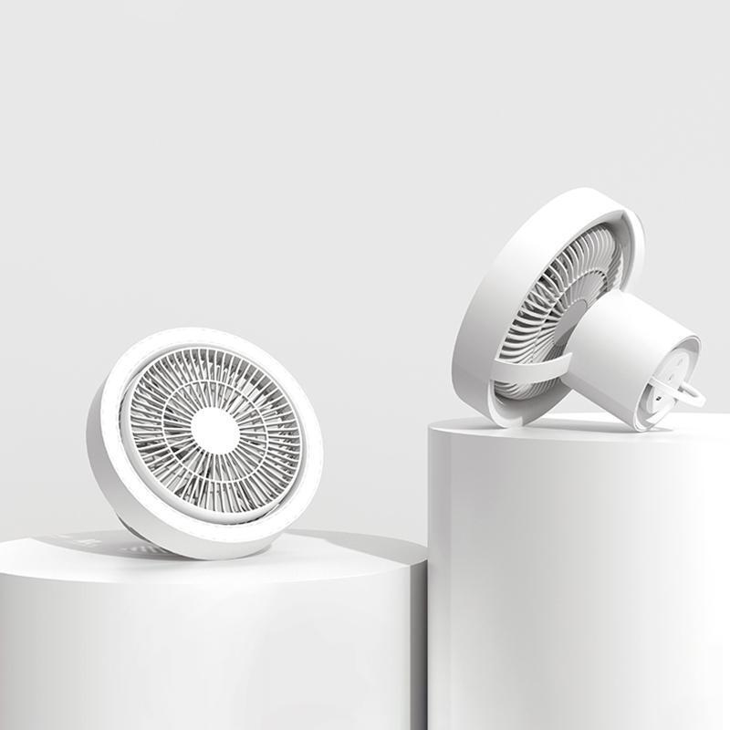 Portable 7inch USB Type-C Camping Fan with LED Lamp 4000mAh for Desk Library