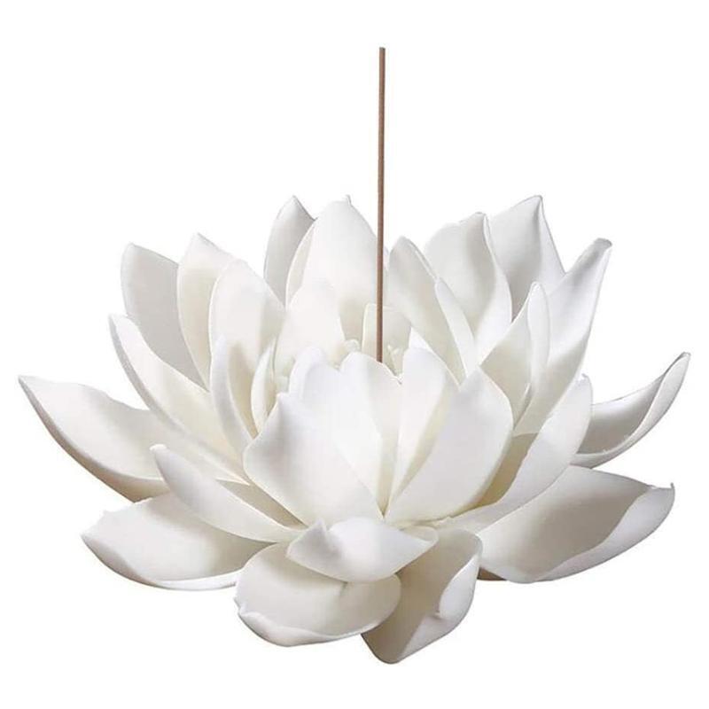 White Lotus Incense Burner Stick Holder for Yoga Studio Home Decoration Censer