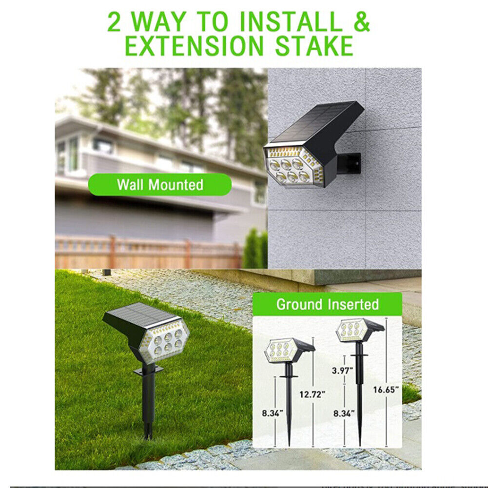 Solar Lawn Light 108LED Ground Spotlights USB Garden Outdoor Landscape Lamp