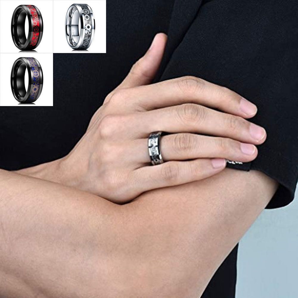 Single Fashion Men And Women's Universal Stainless Steel Gear Shape Ring