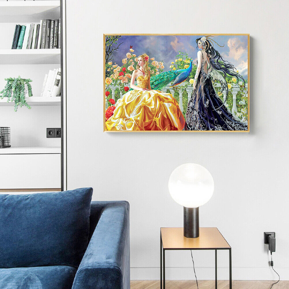 Drill Picture Round DIY Fairy Beauty in Garden Painting Full 5D Diamond Kit