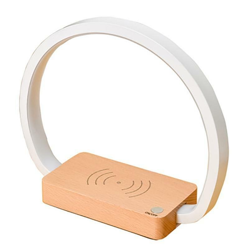 Wireless Charger Wood LED Table Lamp with Touch Control Eye-Caring Reading Light