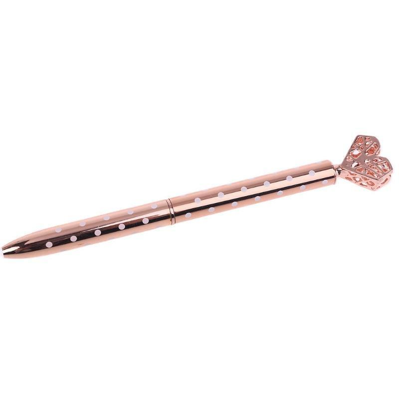 5Pcs Big Crystal Diamond Pen,Heart Shaped Pen, Metal Ballpoint PenSchool