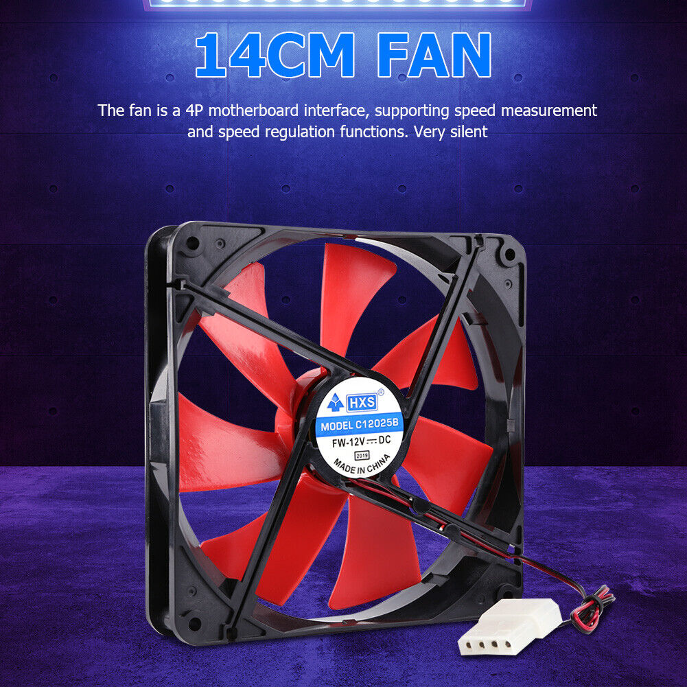 140mm 4 Pin Silent PC Case Cooling Fan CPU Cooler 12V Radiator Heatsink