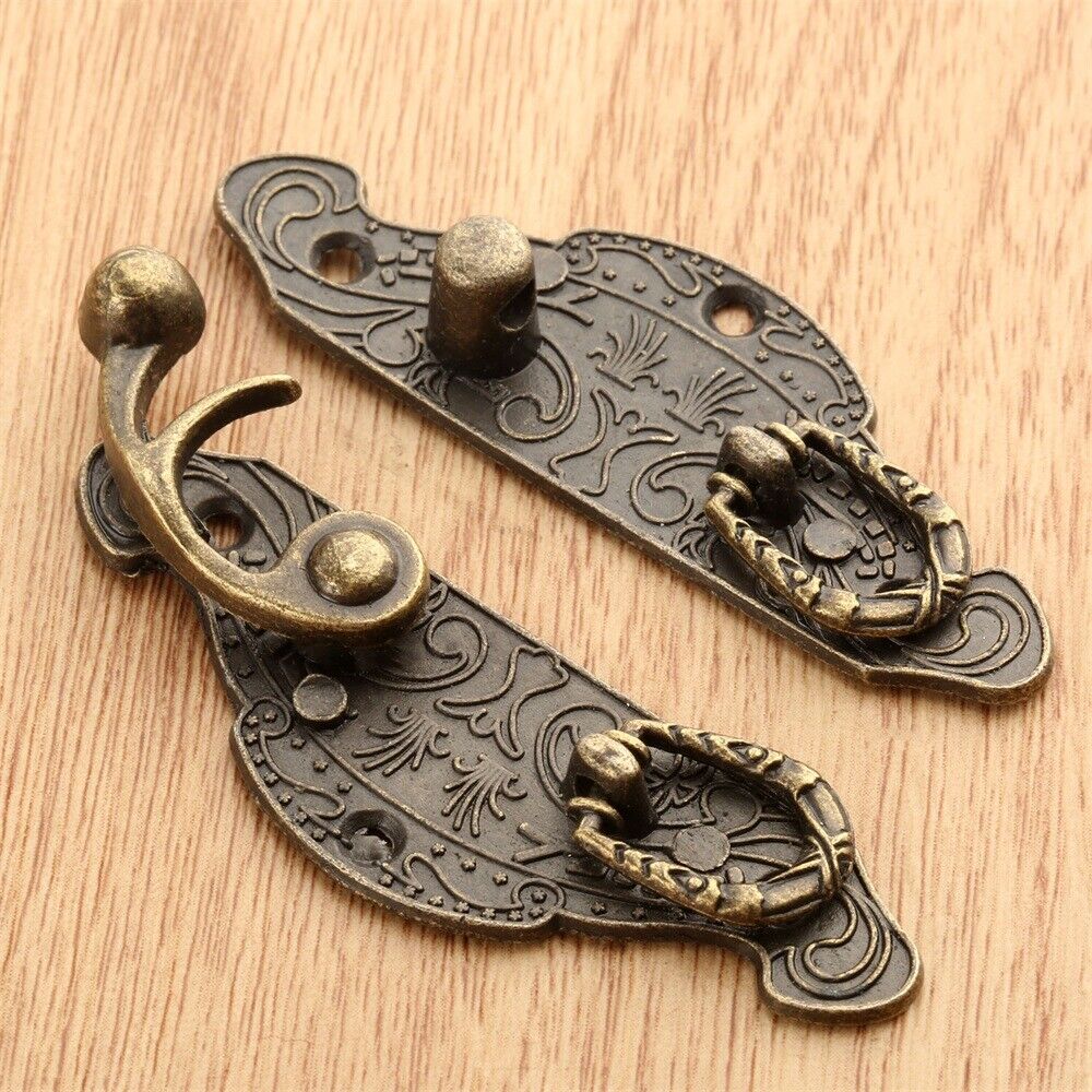 2x Metal Jewelry Gift Wood Box Latch Clasps Hasps Toolbox Cabinet Latch Hardware