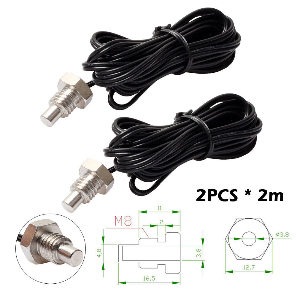 2x NTC 10K Thermistor Temperature Sensor Thread Probe Cable 2m